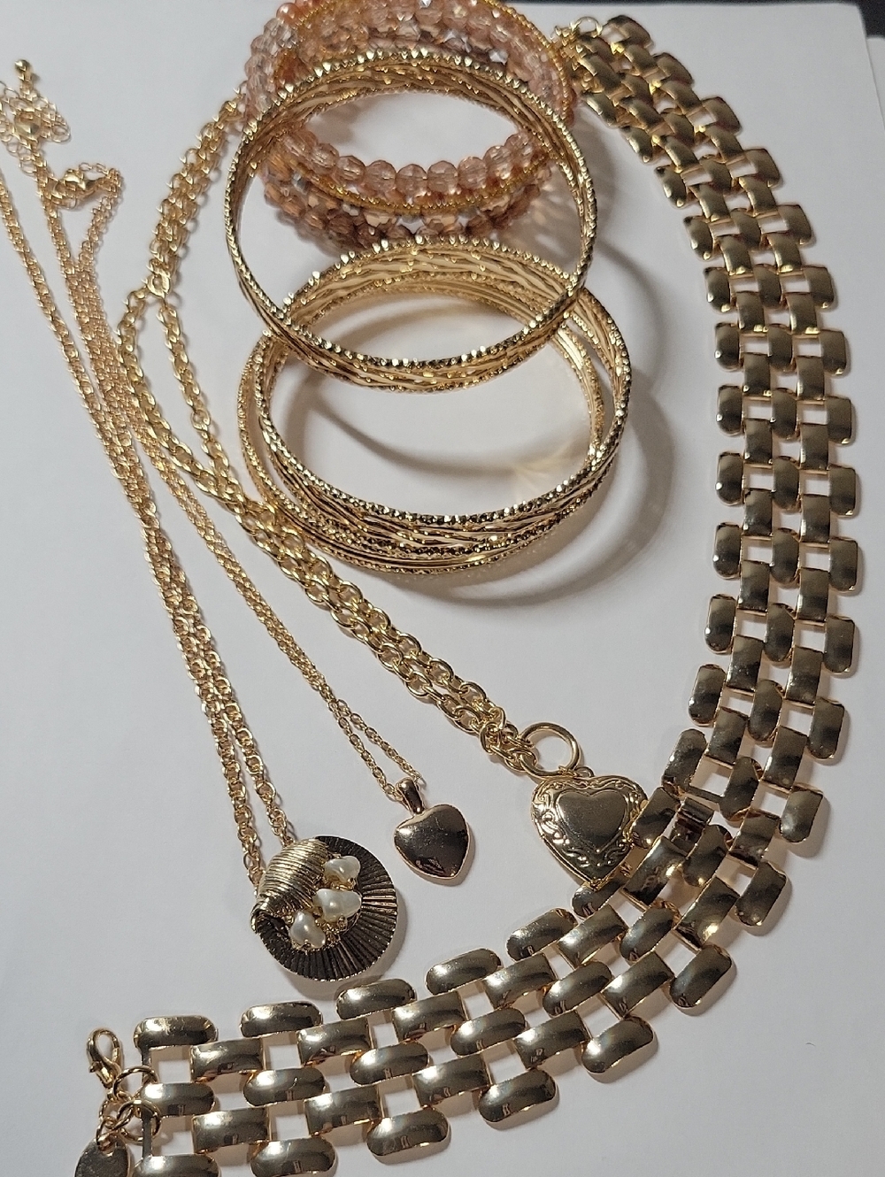 Gold-Tone Women’s Jewelry Set - Multi-Piece Necklace & Bracelet Collection